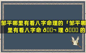 邹平哪里有看八字命理的「邹平哪里有看八字命 🐬 理 🐋 的地方」